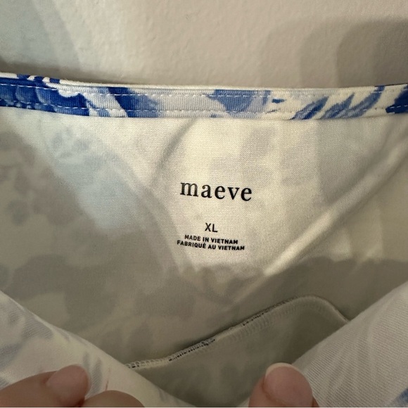 Maeve by Anthropologie Women’s Square Neck Peplum Floral Blue Tank Top Sz XL NWT - Picture 5 of 10